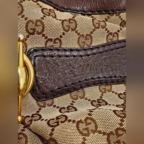 GUCCI Jockey Tote - Canvas with gold hardware - Pre-owned - Picture 12 of 17